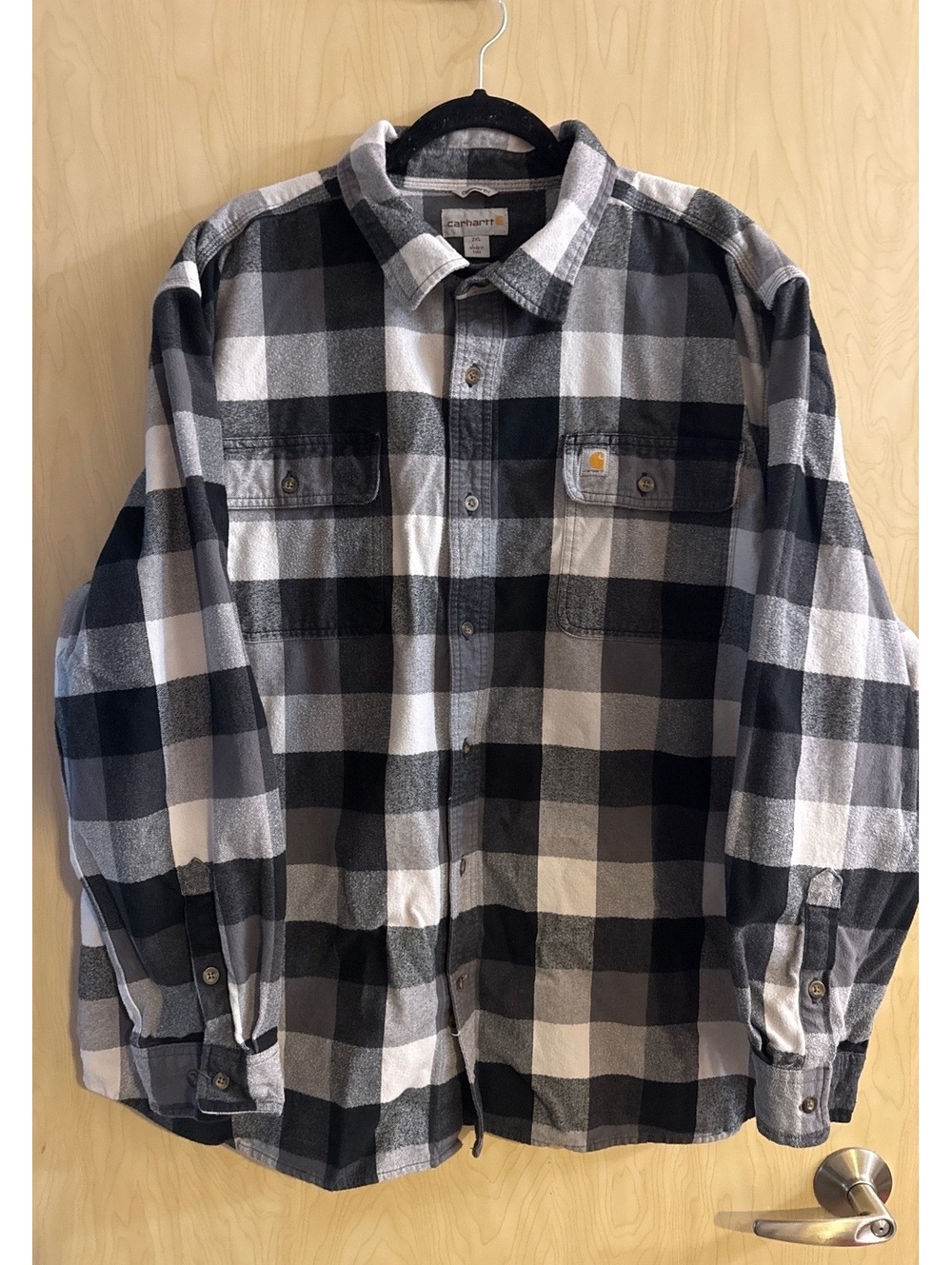 Carhartt black and gray buffalo plaid long-sleeve flannel shirt 2XL